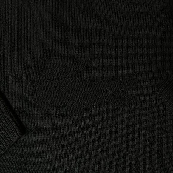 Lacoste Big Logo Wool Mark Blend Laine Vierge Black Sweater Size 16 Large - Picture 3 of 14